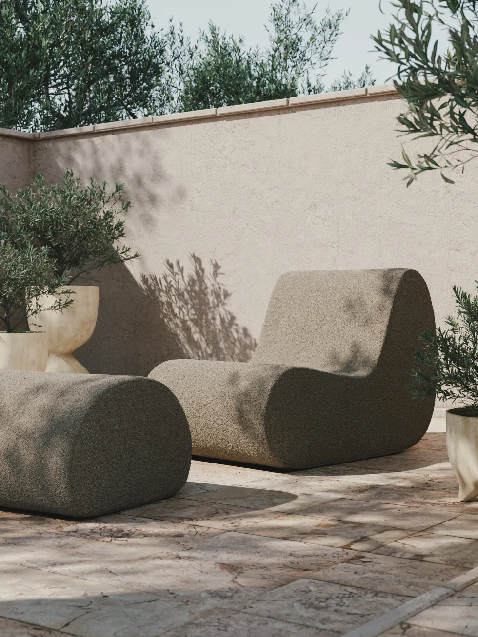 Module central d'extérieur en bouclettes sable Rouli - Ferm living