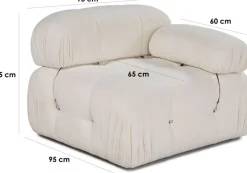 Module d'angle droit en tissu blanc cassé 95x75cm Bubble 1R - Home Design