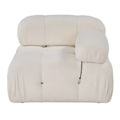 Module d'angle droit en tissu blanc cassé 95x75cm Bubble 1R - Home Design