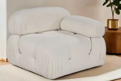 Module d'angle droit en tissu blanc cassé 95x75cm Bubble 1R - Home Design