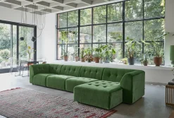 Module d'angle droit 2 places en velours vert Vint - Hkliving
