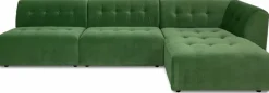 Module d'angle droit 2 places en velours vert Vint - Hkliving