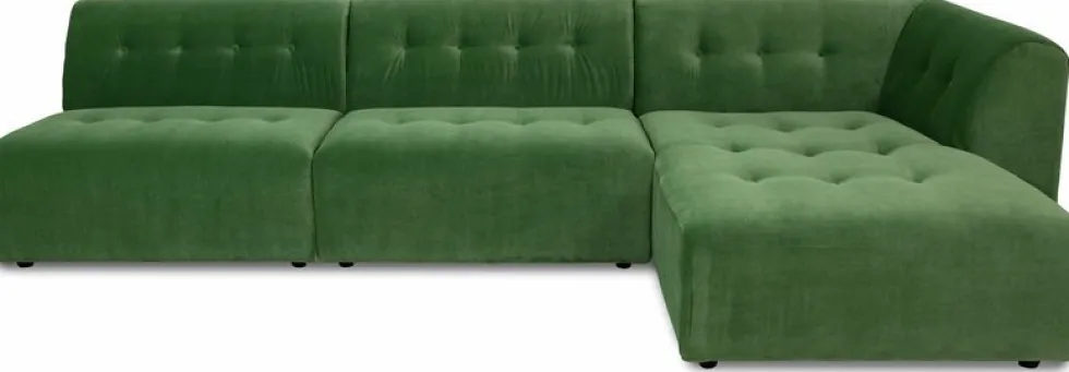 Module d'angle droit 2 places en velours vert Vint - Hkliving