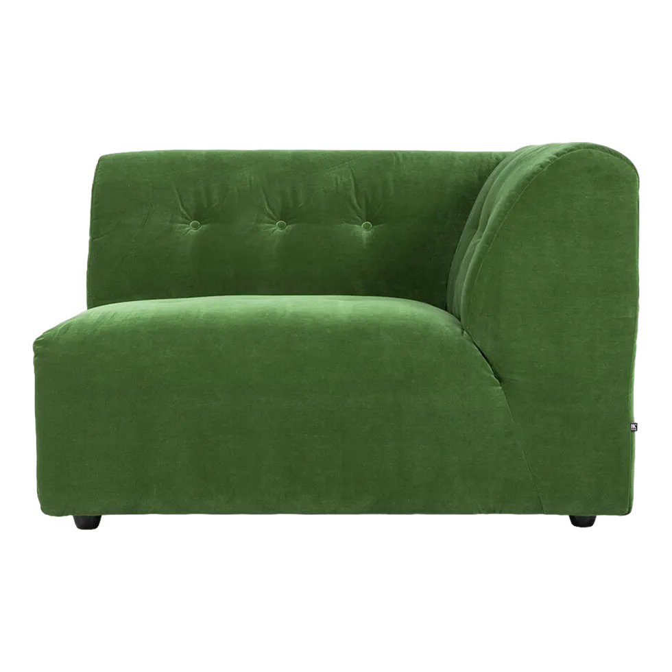 Module d'angle droit 2 places en velours vert Vint - Hkliving