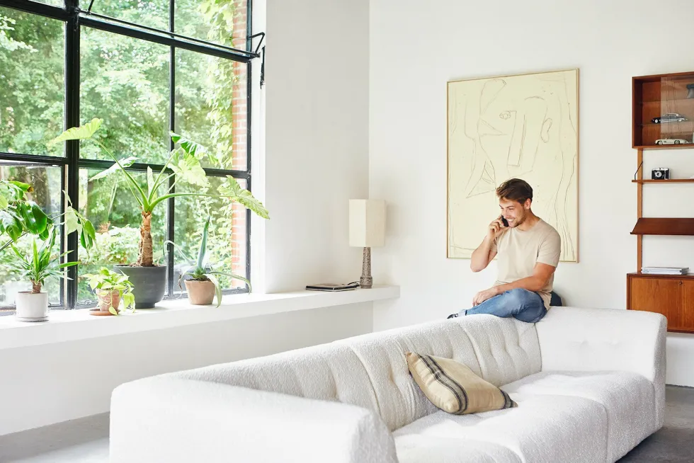 Module milieu 2 place en bouclé crème Vint - Hkliving