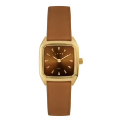 Montre en acier doré et bracelet en cuir camel Nova Prima - Laps