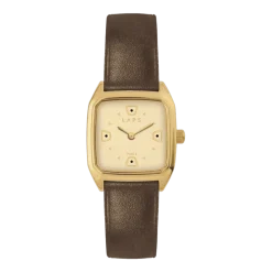 Montre en cuir marron et cadran doré Sol - Laps