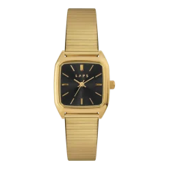 Montre en métal baguette et cadran doré Nova noire - Laps