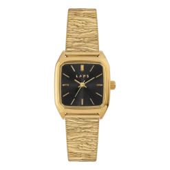 Montre en métal plissé et cadran doré Nova noire - Laps