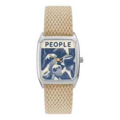 Montre en perlon beige et cadran argenté People - Laps