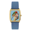Montre en perlon bleu et cadran doré Pop-corn - Laps