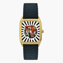 Montre en perlon bleu nuit et cadran doré Bengal Noir - Laps