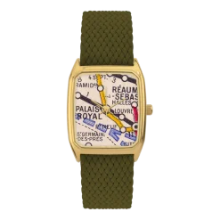 Montre en perlon olive et cadran doré Palais Royal - Laps