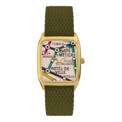 Montre en perlons olive et cadran doré Marais - Laps