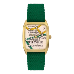 Montre en perlon vert et cadran doré Belleville - Laps