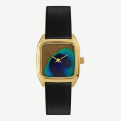 Montre noire paon et cadre doré Prima - Laps