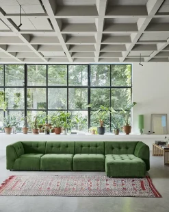 Méridienne droite en velours vert Vint - Hkliving