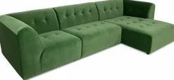Méridienne droite en velours vert Vint - Hkliving