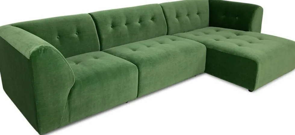 Méridienne droite en velours vert Vint - Hkliving