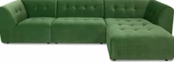 Méridienne droite en velours vert Vint - Hkliving