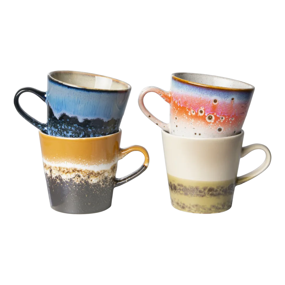 4 mugs américano Pegasus en céramique Vaisselle 70's - HKliving