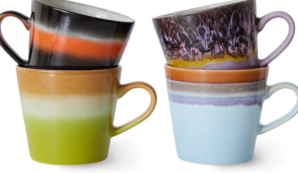 4 mugs cappuccino solid en céramique Vaisselle 70's - HKliving