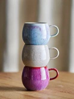 3 mugs en grès colorés 10,5x10cm Addison - Bloomingville