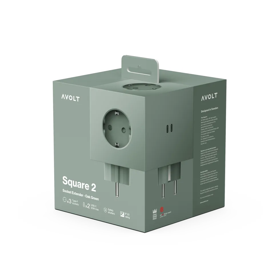 Multiprise murale USB-C 30W vert Square 2 - Avolt