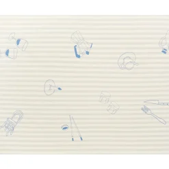Nappe de table rectangulaire en coton bio à rayures bleu 150 x 250 cm - Nobodinoz