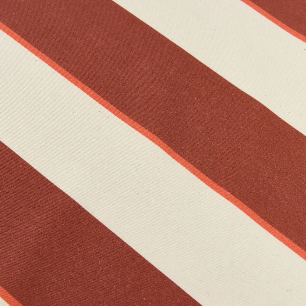 Nappe de table rectangulaire en coton bio à rayures marron et rouge 150 x 250 cm - Nobodinoz