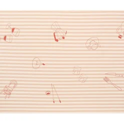 Nappe de table rectangulaire en coton bio à rayures rouge 150 x 250 cm - Nobodinoz