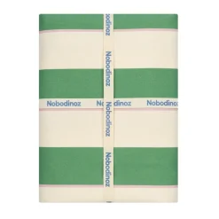 Nappe de table rectangulaire en coton bio à rayures vert et rose 150 x 250 cm - Nobodinoz