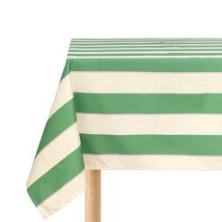 Nappe de table rectangulaire en coton bio à rayures vert et rose 150 x 250 cm - Nobodinoz