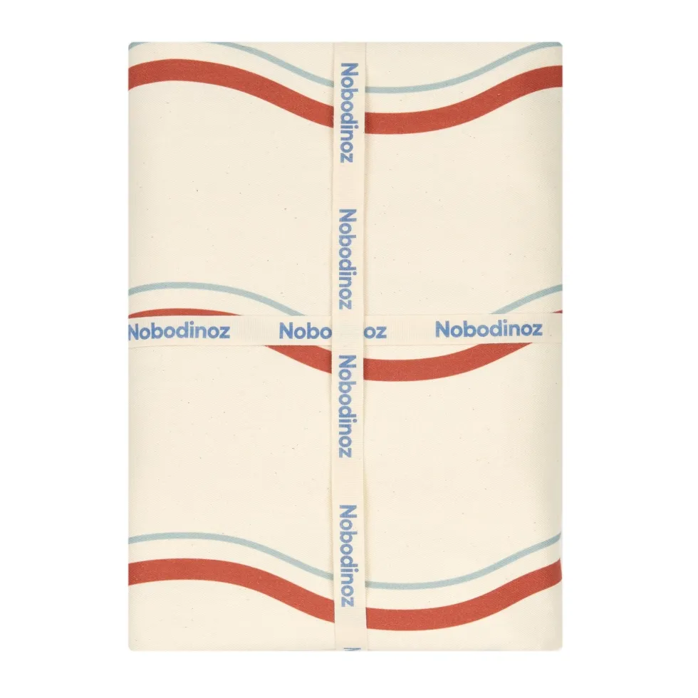 Nappe de table rectangulaire en coton bio rouge et bleu 150 x 250 cm - Nobodinoz