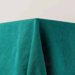 Nappe rectangulaire bleu lagon et feston noir 140 x 250 cm Nino - Madura