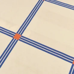 Nappe rectangulaire en popeline de coton bio à carreaux bleu et orange 150 x 250 cm - Nobodinoz