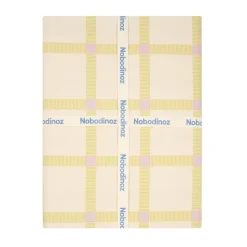 Nappe rectangulaire en popeline de coton bio à carreaux jaune et rose 150 x 250 cm - Nobodinoz