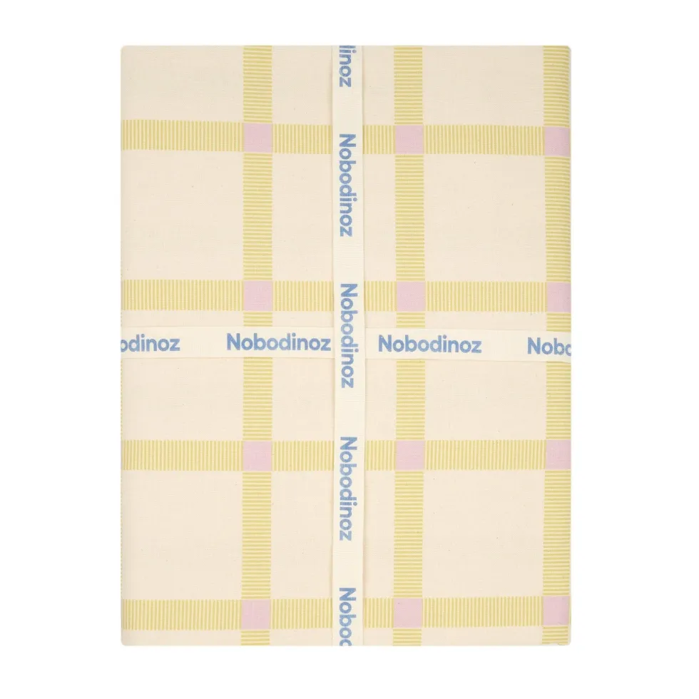 Nappe rectangulaire en popeline de coton bio à carreaux jaune et rose 150 x 250 cm - Nobodinoz
