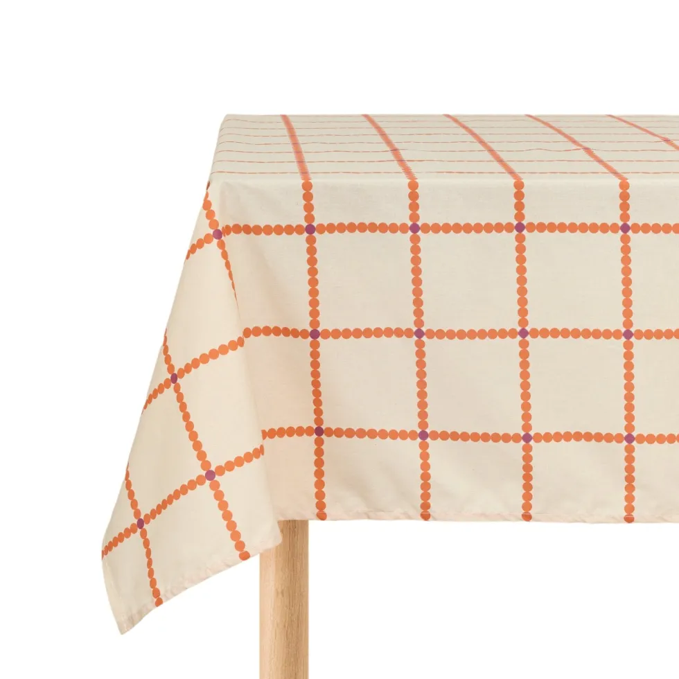 Nappe rectangulaire en popeline de coton bio à carreaux rouge 150 x 250 cm - Nobodinoz