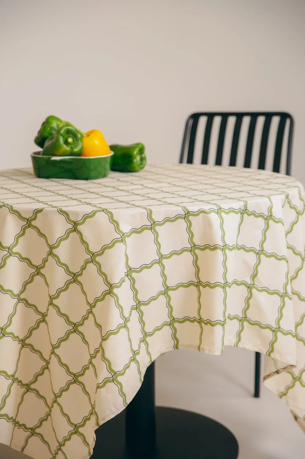 Nappe rectangulaire en popeline de coton bio à carreaux vert et bleu 150 x 250 cm - Nobodinoz