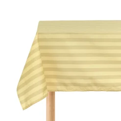 Nappe rectangulaire en popeline de coton bio à rayures jaune 150 x 250 cm - Nobodinoz