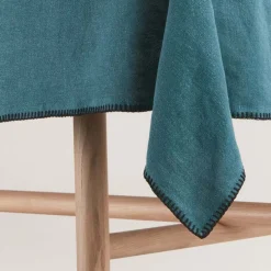 Nappe rectangulaire indigo et feston noir 140 x 250 cm Nino - Madura
