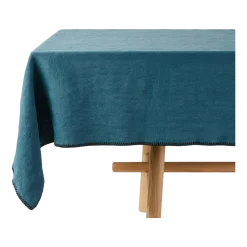 Nappe rectangulaire indigo et feston noir 140 x 250 cm Nino - Madura