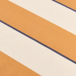 Nappe ronde avec franges en popeline de coton bio à rayures orange et bleu 160 cm - Nobodinoz