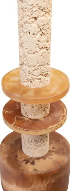 Objet décoratif en résine et sable crème et marron 12x42cm Strata - Versmissen