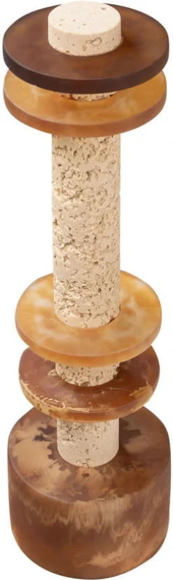 Objet décoratif en résine et sable crème et marron 12x42cm Strata - Versmissen