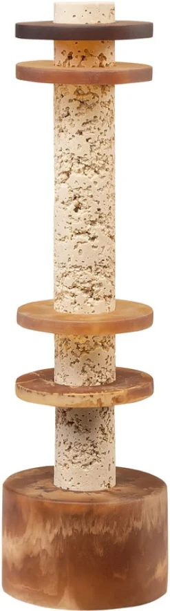 Objet décoratif en résine et sable crème et marron 12x42cm Strata - Versmissen