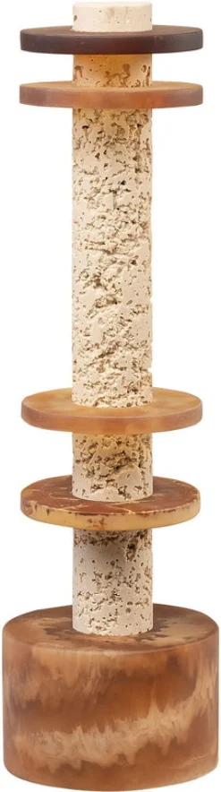 Objet décoratif en résine et sable crème et marron 12x42cm Strata - Versmissen