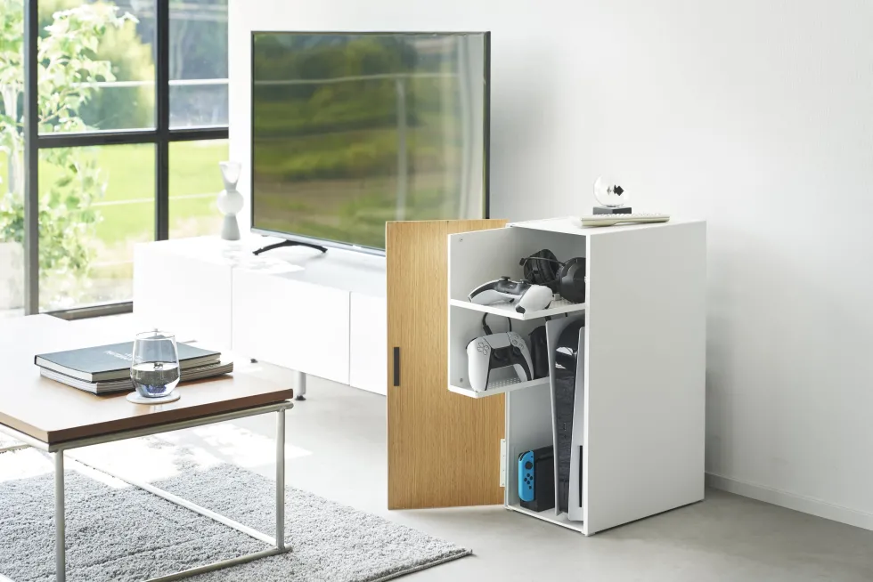Organisateur de console de jeux en acier blanc 36,5x24,7x60,3cm - Yamazaki