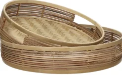 OSAKA - set/2 plateaux ronds - rotin / bambou - DIA 35/40 x H 8/8 cm - naturel